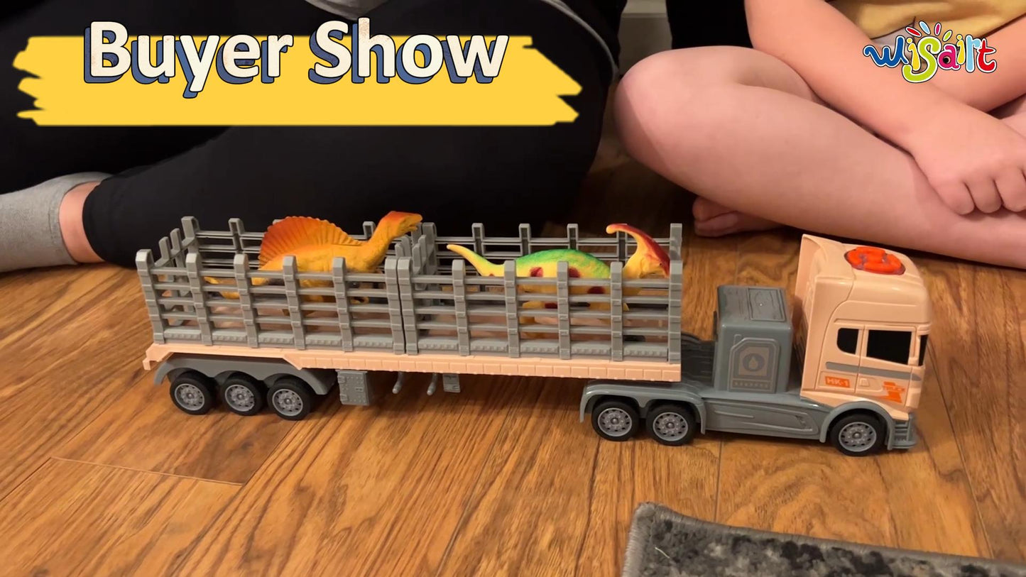 Truck Toy Transport Car Carrier Truck Toy with 2 Dinosaurs