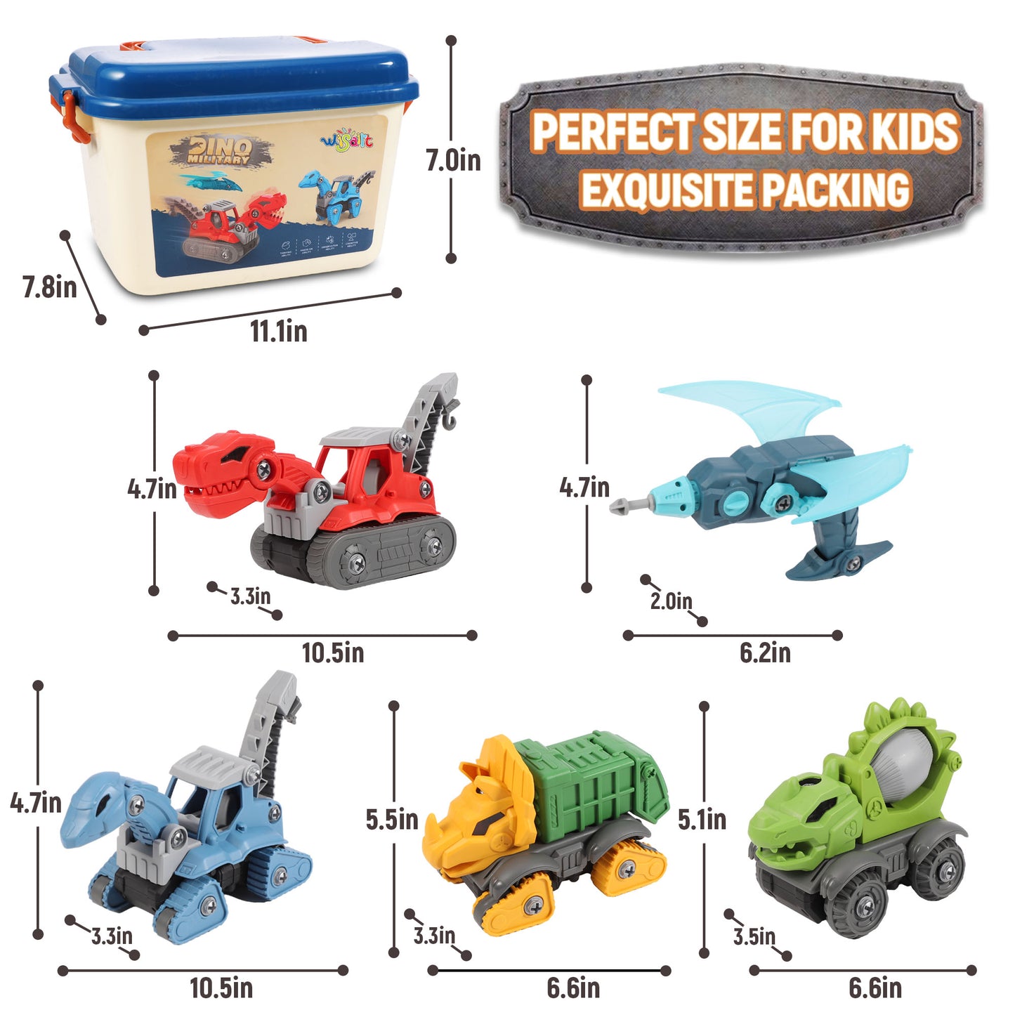 WISAIRT STEM Toys,Take Apart Engineer Dinosaur Toys for Kids with Electric  Screwdriver Storage Box,Building Toys for Boys Girls Age 3-12 Birthday Christmas Gifts(5 Pack)