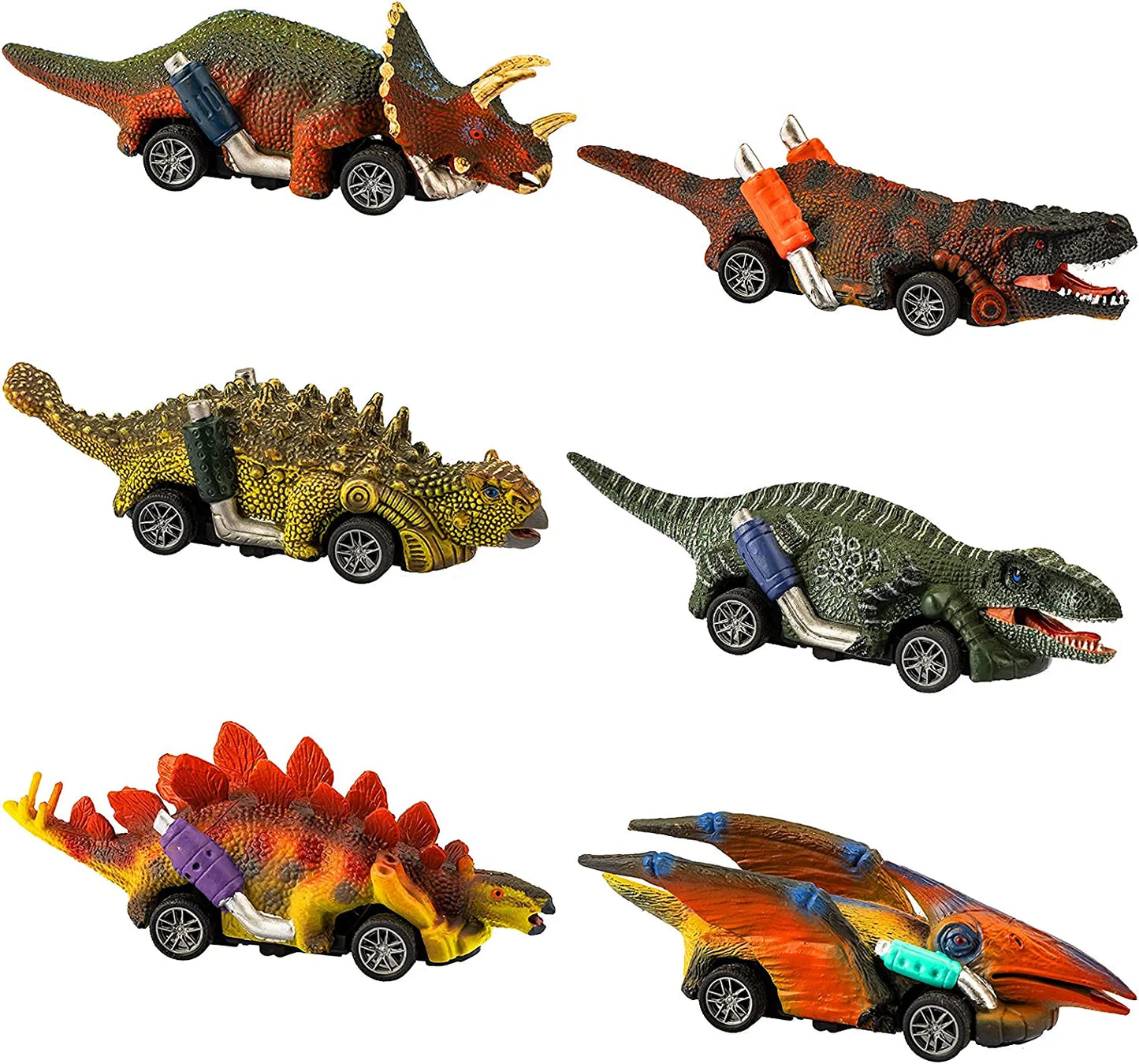 WISAIRT Pullback Cars, Dino Play Vehicles Dinosaur Toys for Kids Toddlers Boys and Girls Birthday Christmas Gifts (6Pack)