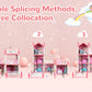 Wisairt Doll House for Girls, DIY DollHouses Set with 6 Rooms 3 Terraces, 20Pcs Pretend Play House Accessories for Kids Gifts Ages 4-8, Pink