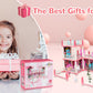 Wisairt Doll House for Girls, DIY DollHouses Set with 6 Rooms 3 Terraces, 20Pcs Pretend Play House Accessories for Kids Gifts Ages 4-8, Pink