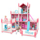 Wisairt Doll House for Girls, DIY DollHouses Set with 7 Rooms 1 Terraces, 23Pcs Pretend Play House Accessories for Kids Gift Ages 4-8, Pink