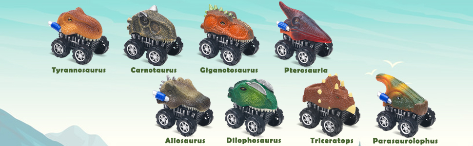 Dinosaur toy for kids pull back cars 8 Pack